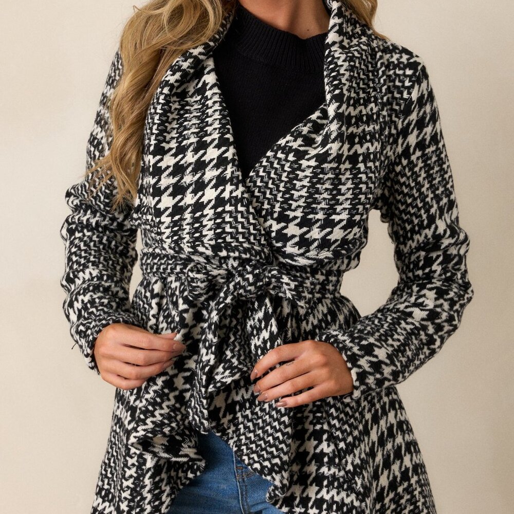 Red Dress One Call Away Black Houndstooth Jacket